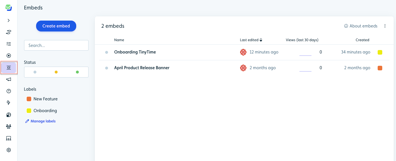 Embed Elements Sidebar