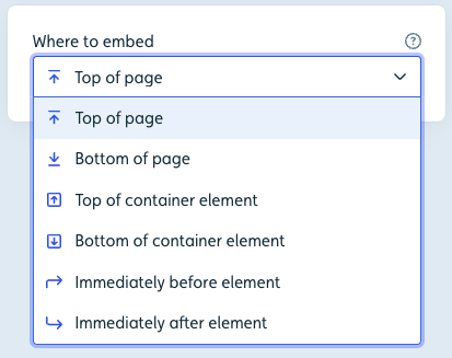 Embed Placement Options
