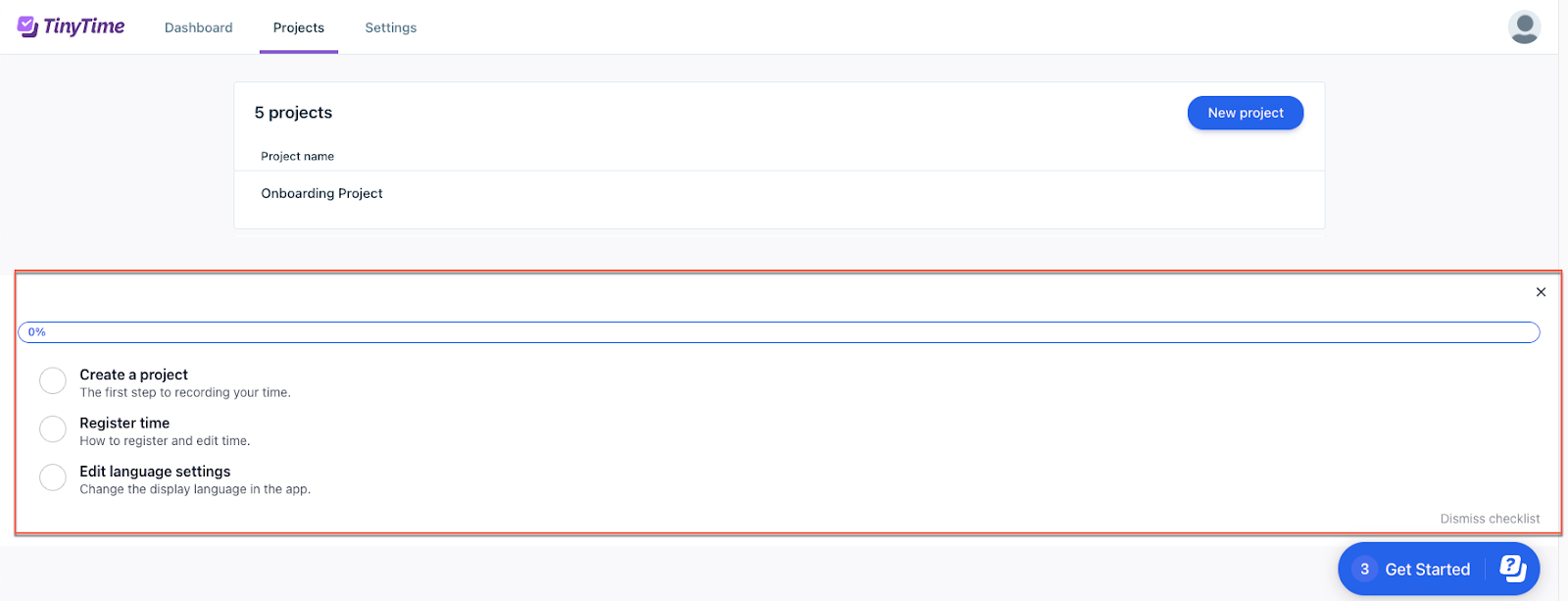 TinyTime Embed Checklist